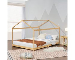 Kinderbed Vindafjord huisbed bamboe houtkleurig 140x1200 cm