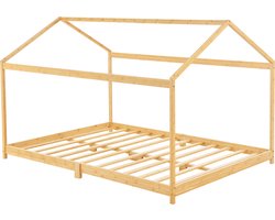 Kinderbed Vindafjord huisbed bamboe houtkleurig 160x200 cm