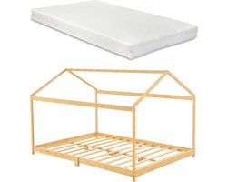 Kinderbed Vindafjord huisbed met matras bamboe 120x200 cm