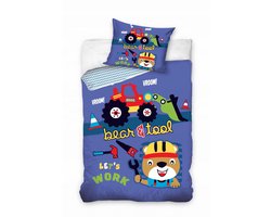 Kinderbeddengoed Bouwmachines 160x200cm Katoen