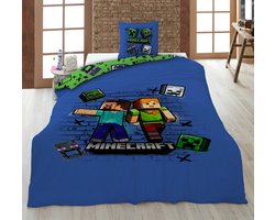 Kinderbeddengoed Minecraft 140x200 cm + Sloop 63x63 cm 100% Polyester