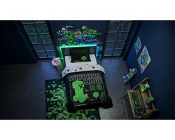 Kinderbeddengoed Minecraft Survival Mode 140x200 cm + Sloop 63x63 cm 100% Polyester