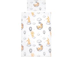 Kinderbeddengoed Set - Dekbedovertrek Kussensloop - Rustige Slaap - Omkeerbaar Haas Design - 100x135 cm - Beige