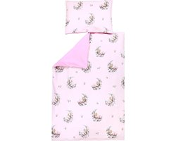 Kinderbeddengoed Set - Peuter bedlinnen - Rustige slaap - Verborgen ritssluiting - 100 x 135 cm - Roze beren
