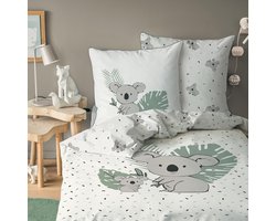 Kinderbeddengoedset 135 x 200 cm, 80 x 80 cm, koala, zacht, hoogwaardig en huidvriendelijk, beddengoed voor meisjes en jongens, 100% katoen
