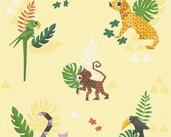 Kinderbehang dieren apen vogels tijgers Esprit Kids 4 behang 30303-1 Jungle Party