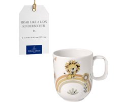 Kinderbeker met Oor Leeuw Thema - 280 ml - Kleurrijk Porselein