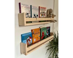 kinderboeken-60cm-kinderboekenkast-kinderboekenplank-wandplank-wandrek-boekenrek- hout-opbergplank-Kinderboekenrek-hangplank-kinderkamer-boekenkast-boekenplank