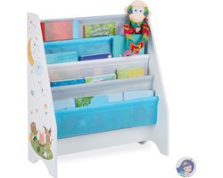 kinderboekenkast - 4 hangvakken - kampvuur print - 71 x 62 x 29 cm - meerkleurig