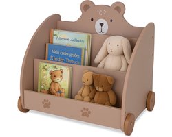 Kinderboekenkast - 58x60x40 cm - met wieltjes