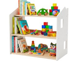 Kinderboekenkast - 59 x 61 x 39 cm - kinderkamer - wit-natuur