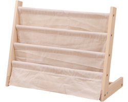 Kinderboekenkast - 60 x 50 x 30 cm - Bruin - Hout met Linnen - Kinderboekenrek - Boekenrek Kinderkamer