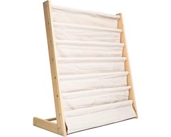 Kinderboekenkast - 80 x 75 x 30 cm - Bruin - Hout met Linnen - Kinderboekenrek - Boekenrek Kinderkamer