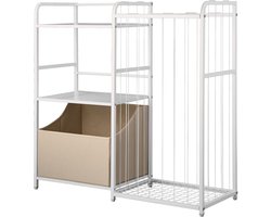 Kinderboekenkast en speelgoedopbergrek, boekenkast met 2 lagen en opbergbak van stof, ideaal voor de kinderkamer, woonkamer, hal, babykamer of kleuterschool, wit