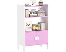 Kinderboekenkast met 2 Planken – Opbergkast voor Kinderkamer – Roze