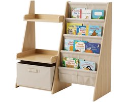 Kinderboekenkast - met planken en opbergmand