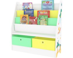 Kinderboekenkast Neda opbergkast 74x71x23 cm dinosaurus motief