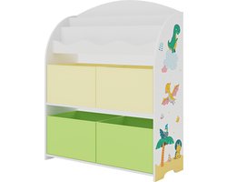 Kinderboekenkast Orust opbergkast 97,5x82,5x29,5 cm dinosaurusmotief [en.casa]