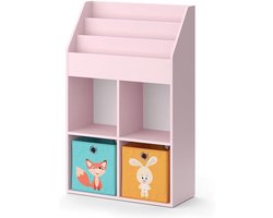 Kinderboekenkast - Speelgoedkast Opbergkast - Kinderkamer Organiseren - Met 2 Vouwdozen - 72 x 114.2 cm - Roze