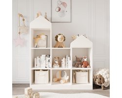 Kinderboekenkast - Speelgoedkist - Kinderkamer boekenrek - Boekenkastje - Opbergkast voor kinderen - 91x30x107cm - wit