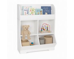 Kinderboekenkast - Speelgoedkist - Kinderkamer boekenrek - Boekenkastje - Opbergkast voor kinderen - Boekenrek - Opbergkist Speelgoedkast- 89,5x67x30 cm - wit