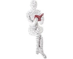 Kinderboekenplanken met Grijze Lezende Vrouw Figurine van Hars - Decoratieve Boekensteunen voor Thuis en Kinderkamers