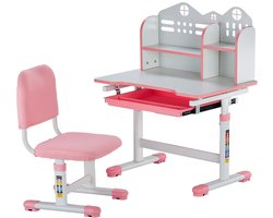 Kinderbureau – Kindertafel – Kinderstoel – Studiehoek – Kindermeubel – In Hoogte Verstelbaar – MDF En Stalen Frame
