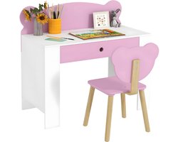 Kinderbureau met Lade & Tafelblad – Bureau Set voor Kinderen – Roze