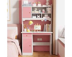 Kinderbureau Roze - Meisjes bureau - Huiswerk en spelen - Met lade en kasten - Eenvoudige montage - Roze