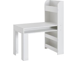 Kinderbureau - Schildertafel voor kinderkamer met plank - Moderne kindertafel - Studentenbureau met opbergruimte - Smalle schoolbank - 90x50x110 cm