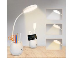 kinderbureaulamp, bedlamp met pennenhouder, sky bureaulamp met automatische kleurverandering, dimbare oplaadbare LED kinderleeslamp