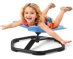 Kinderdraaistoel & Wiebelstoel - Sensorische stoel - Bloemvormig ontwerp - Antislip metalen voet - Draagvermogen 100 kg - Bevordert coördinatie, evenwicht & concentratie - Blauw