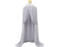 Kinderen Bed Luifel in Elegante Kleur voor de Slaapkamer - Baby Bed Netting - Reizen - Hoogteverstelbaar - Grijze Mesh