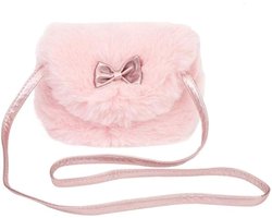 Kinderen Pluizige Schoudertas Met Striktroef Ontwerp - Mini Crossbody Tas Voor Meisjes - Geschikt Voor Mobiele Telefoon Sleutels En Kleine Spullen - Zachte Draagtas Voor Peuters En Kinderen - Feestcadeau En Dagelijks Gebruik