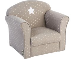 Kinderfauteuil Klassiek Taupe met Sterrenprint - Comfortabele Kindervoorleesstoel