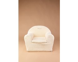Kinderfauteuil met naam - Teddy stof - Beige - Wit