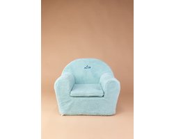 Kinderfauteuil met naam - Teddy stof - Mint blauw
