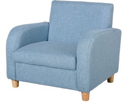 Kinderfauteuil met Zitkussen – Kindersofa van Linnen voor 3-5 Jaar – Blauw