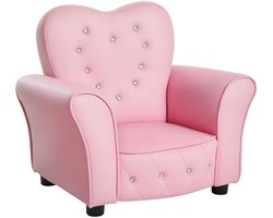 Kinderfauteuil Prinses – Mini Kindersofa met Hartvormig Design – Kinderkamer Sofa – Roze
