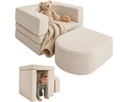 kinderfauteuil set - 4-delig - beige - 65x40x65 cm - voor kinderen