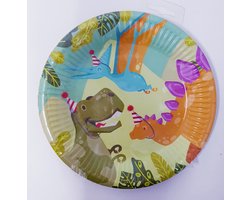 KINDERFEEST BORDJES - PAPIEREN BORDJES DINO - DINOSAURUS - 6 STUKS