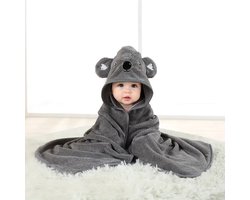Kinderhanddoek Badponcho - 0 tot 3 jaar - Grijze Koala - Badjas met Capuchon - Sneldrogend & Warm - Voor Zwembad, Strand, Bad en Peuters