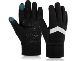 Kinderhandschoenen - Waterdicht - Winter Soft Shell Warme Fietshandschoenen - Antislip Winddichte Warme Handschoenen - Fietshandschoenen - Fleece Waterdichte Fietshandschoenen - Buitensporten - Zwart