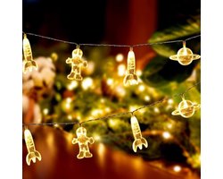 Kinderkamer Decoratie Verlichting, 3 Meter 20LED LED String Licht, Astronaut Ruimteschip Raket Hangers Feestverlichting Buitenruimte Kamer Decor voor Kinderkamer Decor, Ruimte Exploratie, Warm Wit