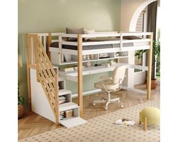 Kinderkamer Meubelset - Hoogslaper met Bureau - Inclusief Boekenplank - Met Trap en Opbergruimte - Veilig en Duurzaam Hout