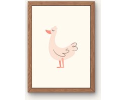 Kinderkamer poster met dieren - Proud goose | Babykamer | kinderkamer decoratie | onderdeel van een drieluik boerderij poster met een gans | Wanddecoratie | 30x40 cm