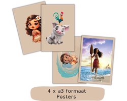 Kinderkamer Posters | Set van 4 | A3 | Schattig & Kleurrijk | Baby- of Meisjeskamer Decoratie - Babykamer wall art
