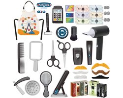 Kinderkapsalonset, 50-delige Kappersspeelset Met Föhn, Scheerspeeltje En Stylingaccessoires, Kapperskoffer, Kinderrollenspelset Voor Jongens En Meisjes