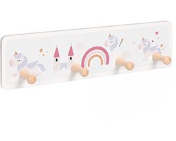 Kinderkapstok - 38 cm - 4 haken - grijs-rood