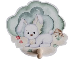 Kinderkapstok babykamer/ kinderkamer - Kapstok bunny - dieren - Hout - Wandkapstok - Inclusief bevestigingsmateriaal - babykamer haakjes - Babykameraccessoires - 15x15 cm